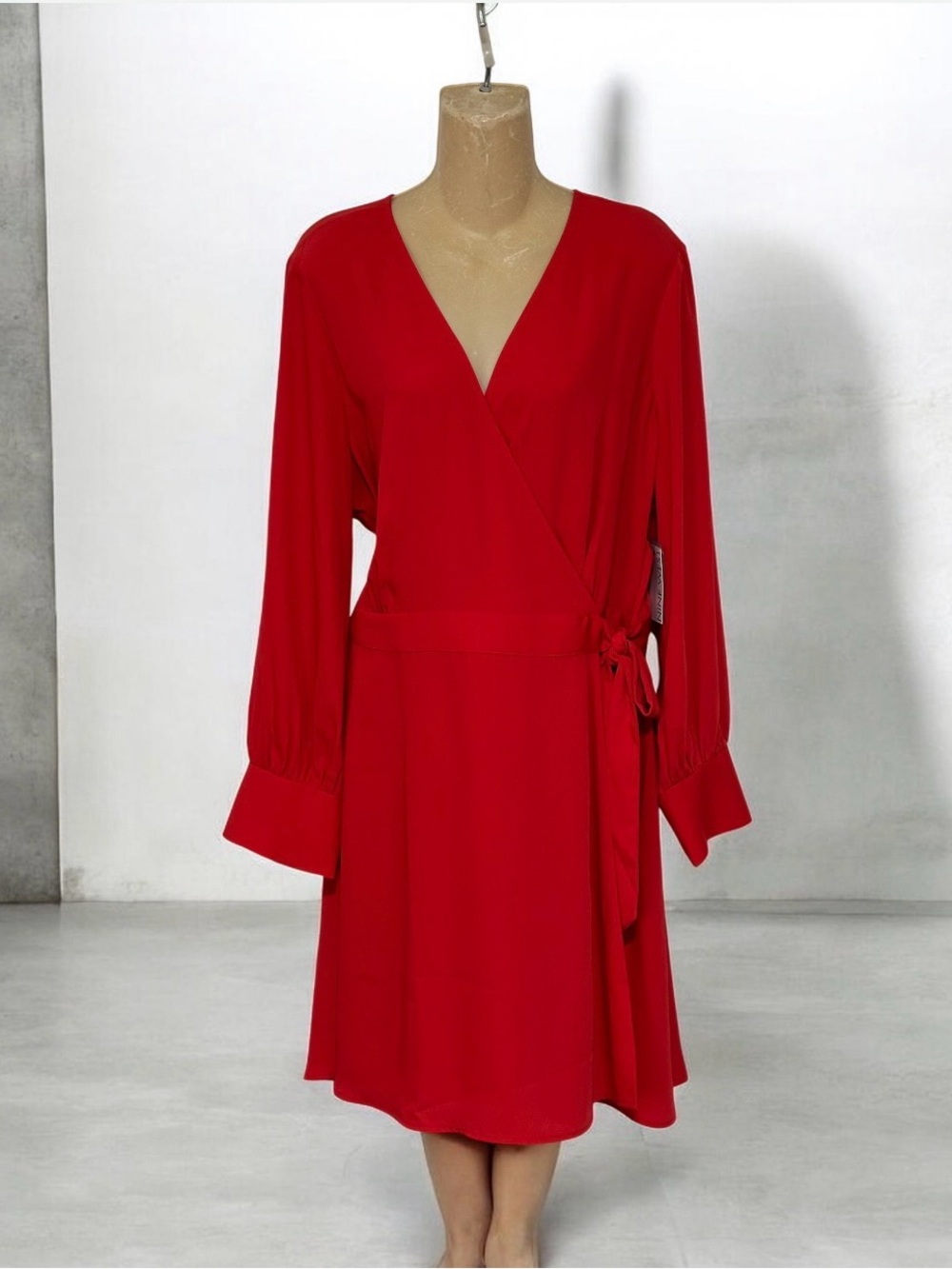 Nine West Vibrant Red Wrap-Style Dress